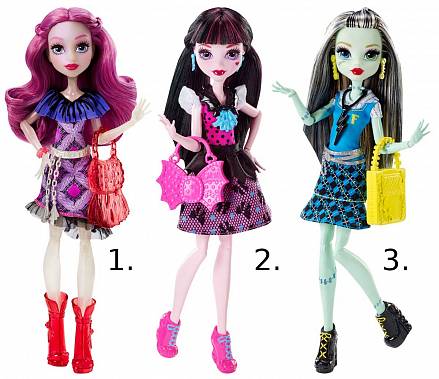 Главные персонажи из серии Monster High в модных нарядах 
